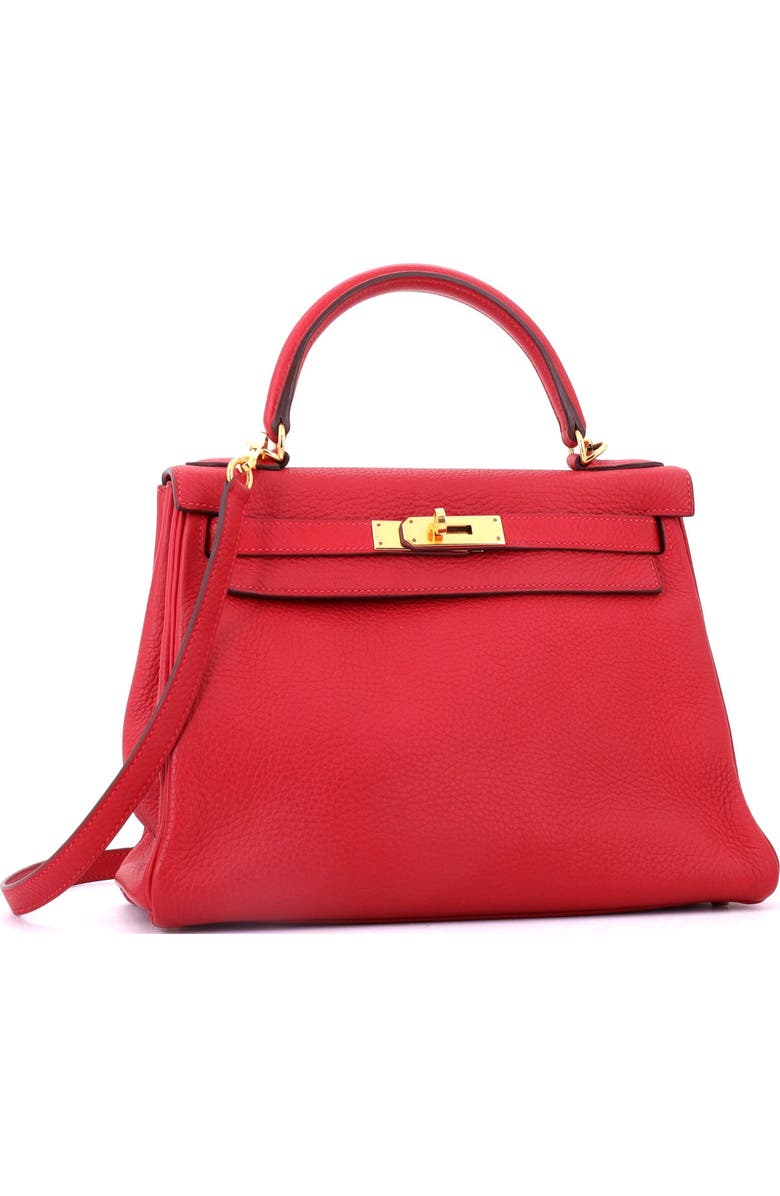 Pre-Owned Hermes Kelly Handbag Red Clemence with Gold Hardware 28, Alternate, color, Rouge Vif
