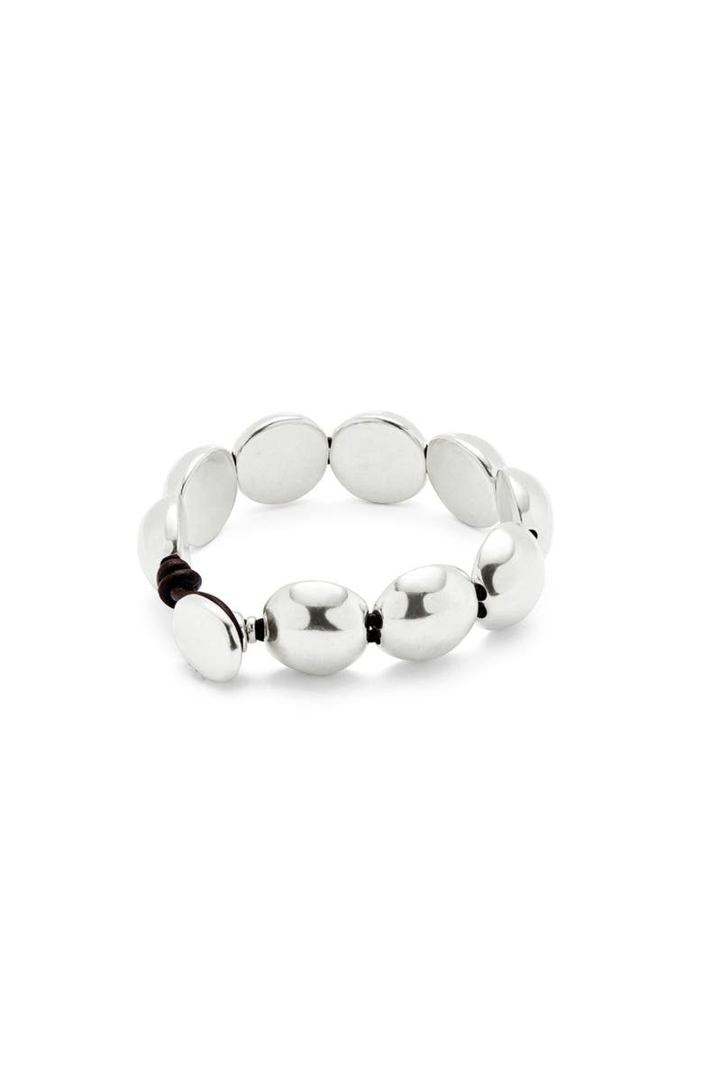 UNODE50 Beaded Leather Curve Bracelet, Alternate, color, Silver