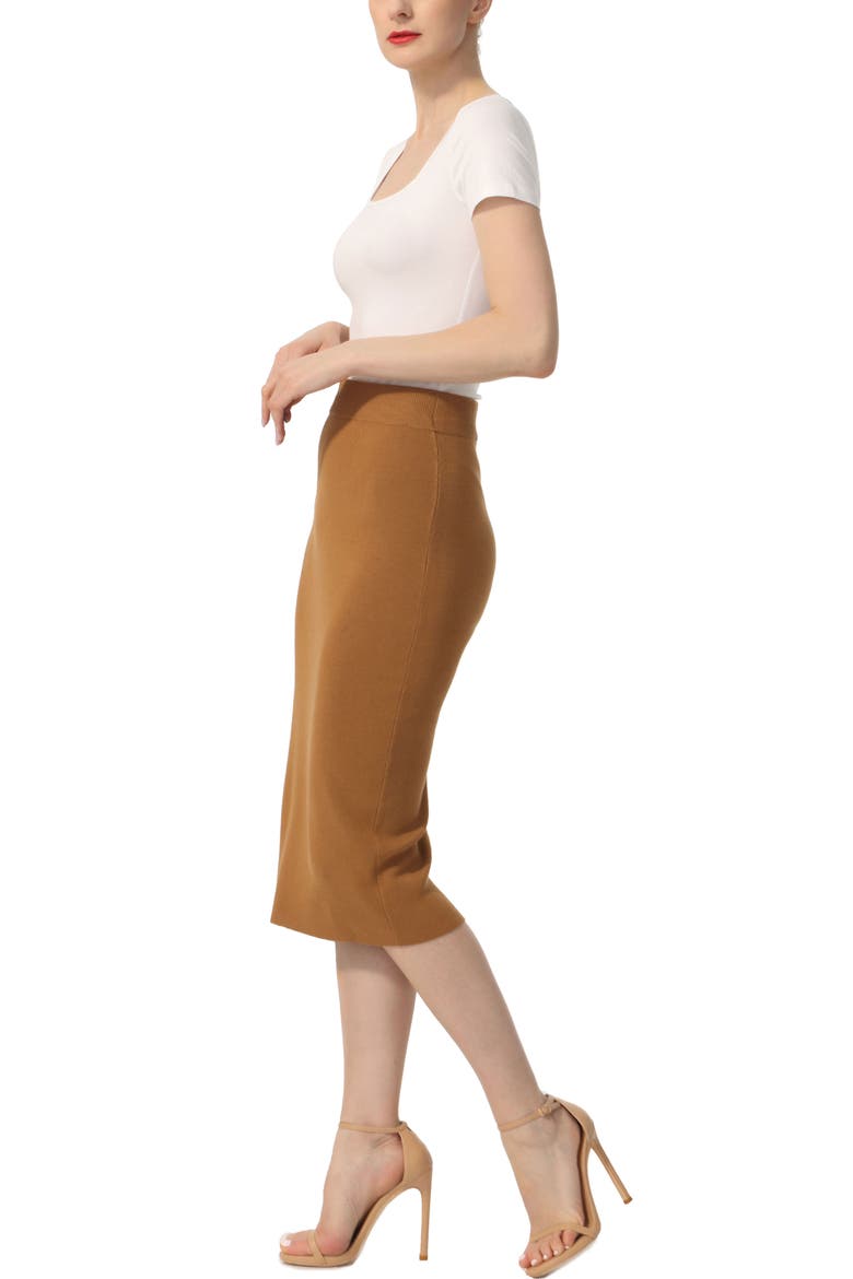 Women's Knit Pencil Skirt, Alternate, color, Mustard