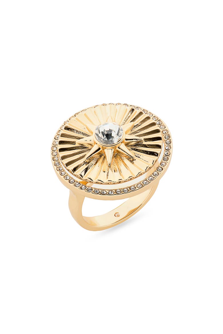 Cubic Zirconia Fluted Ring, Main, color, CLEAR- GOLD