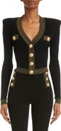 Balmain Metallic Trim V-Neck Cardigan