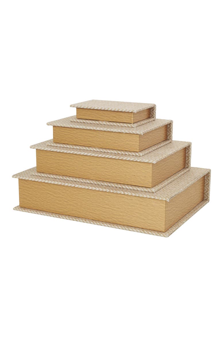 Set of 4 Faux Book Boxes, Alternate, color, CREAM