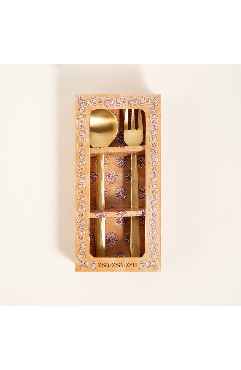 Zsa Zsa Zsu Lotus Set Of 2 Brass Decorative Object Set 6 In, Main, color, Gold