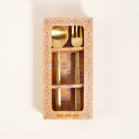 Lotus Set Of 2 Brass Decorative Object Set 6 In