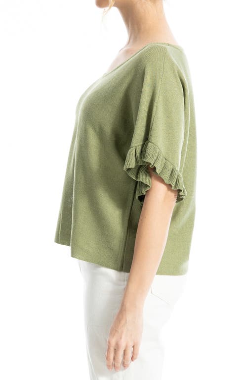 Max Studio Flutter Sleeve Sweater In Green
