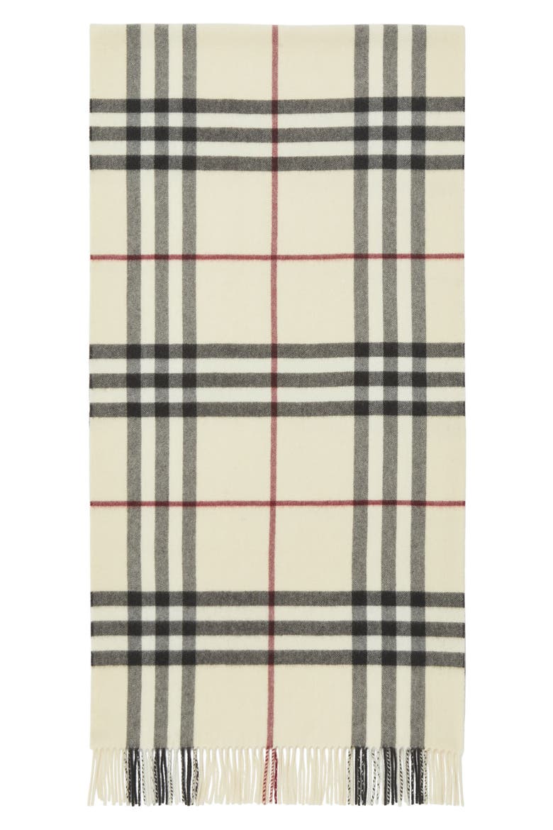 Giant Check Washed Cashmere Scarf, Alternate, color, STONE