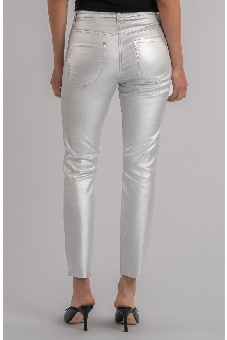 Charlize Fab Ab Metallic Coated High Waist Ankle Cigarette Jeans, Alternate, color, SILVER