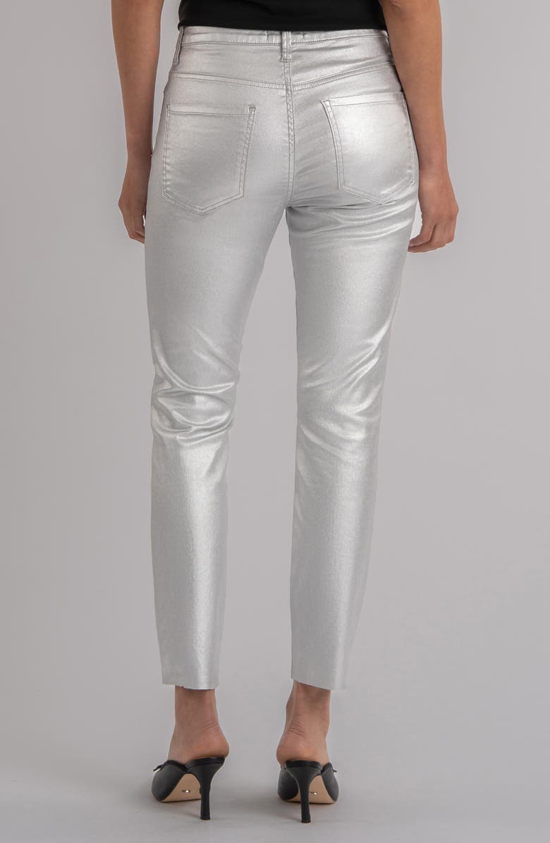 SWAT FAME Charlize Fab Ab Metallic Coated High Waist Ankle Cigarette Jeans, Alternate, color, Silver