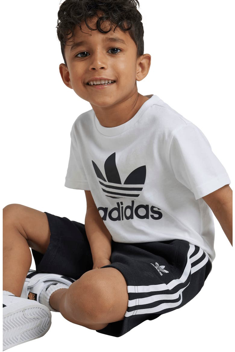 Kids' Adicolor Trefoil T-Shirt & Shorts Set, Alternate, color, BLACK/ WHITE