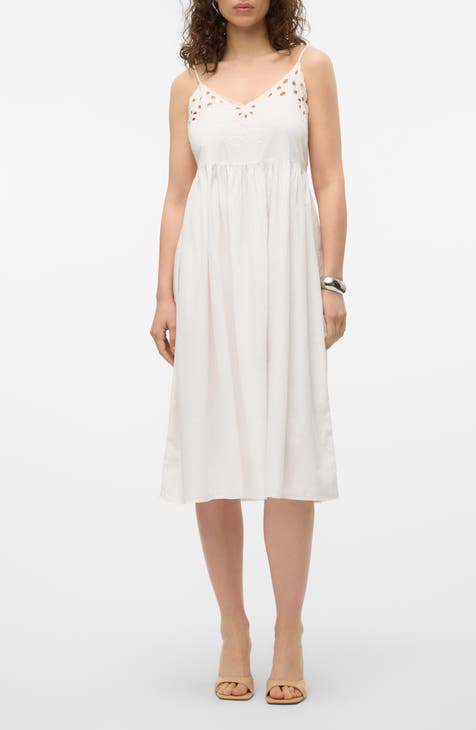 Vera Eyelet Detail Cotton Blend Dress