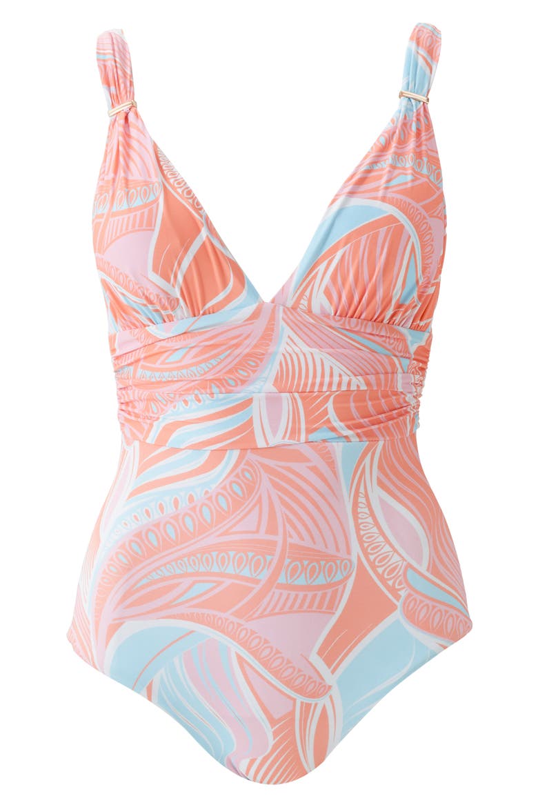 Panarea Shirred One-Piece Swimsuit, Alternate, color, COSMIC