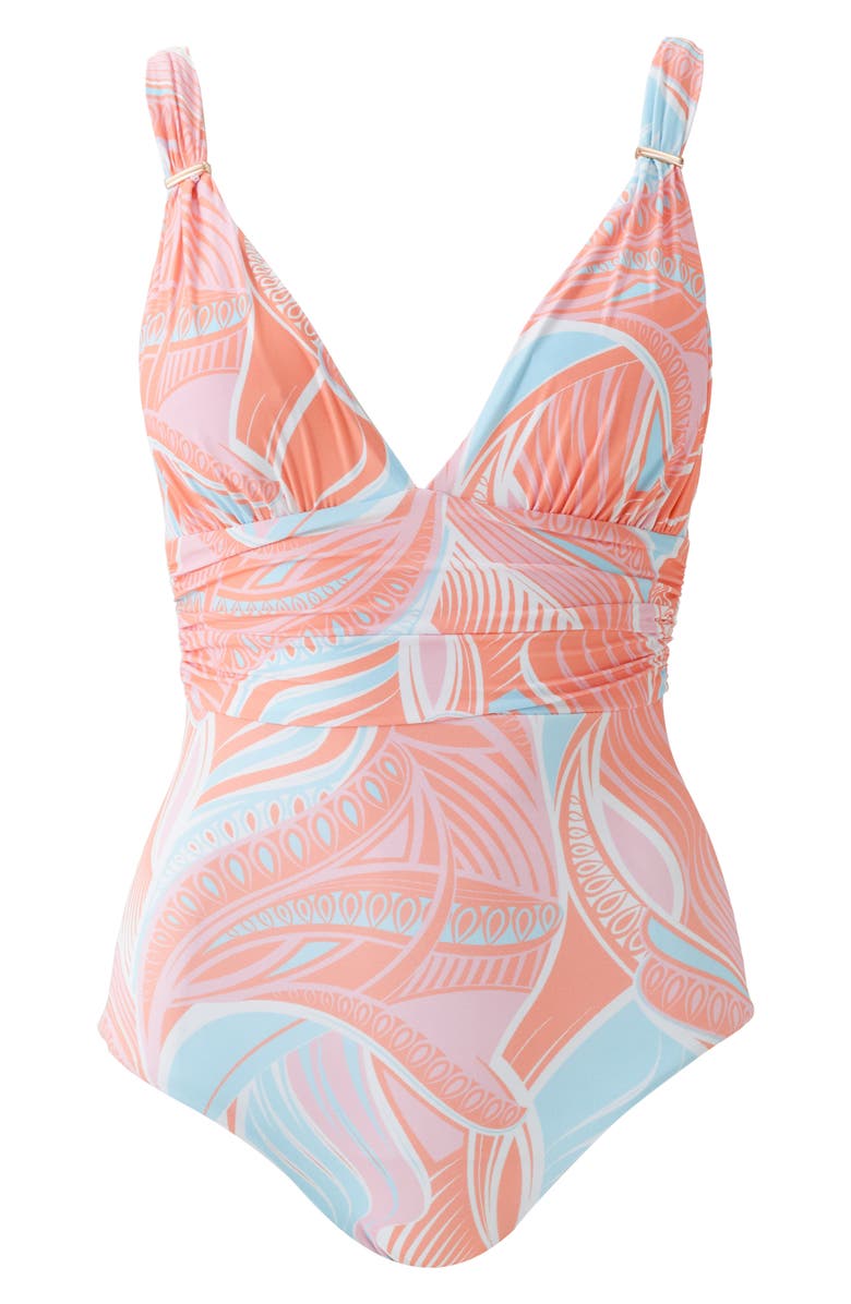 Melissa Odabash Panarea Shirred One-Piece Swimsuit, Alternate, color, Cosmic