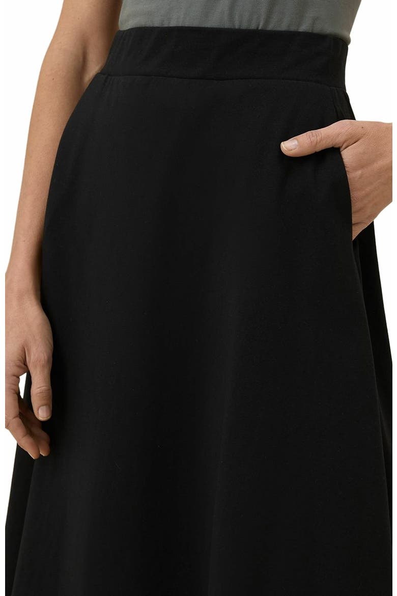 Organic Cotton Fit & Flare Midi Skirt, Alternate, color, Black