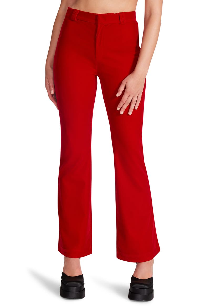 Harlow High Waist Velvet Pants, Main, color, MEDIUM RED