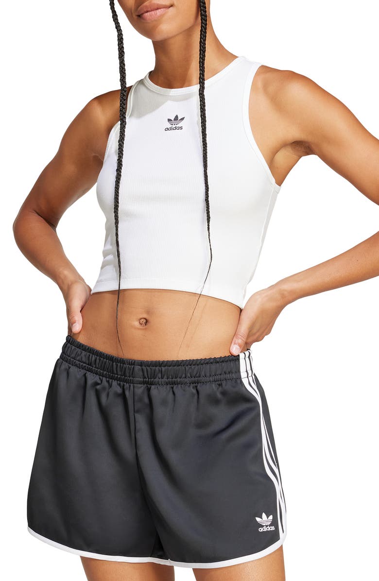 adidas Originals Essentials Lifestyle Rib Crop Tank Top, Main, color, White