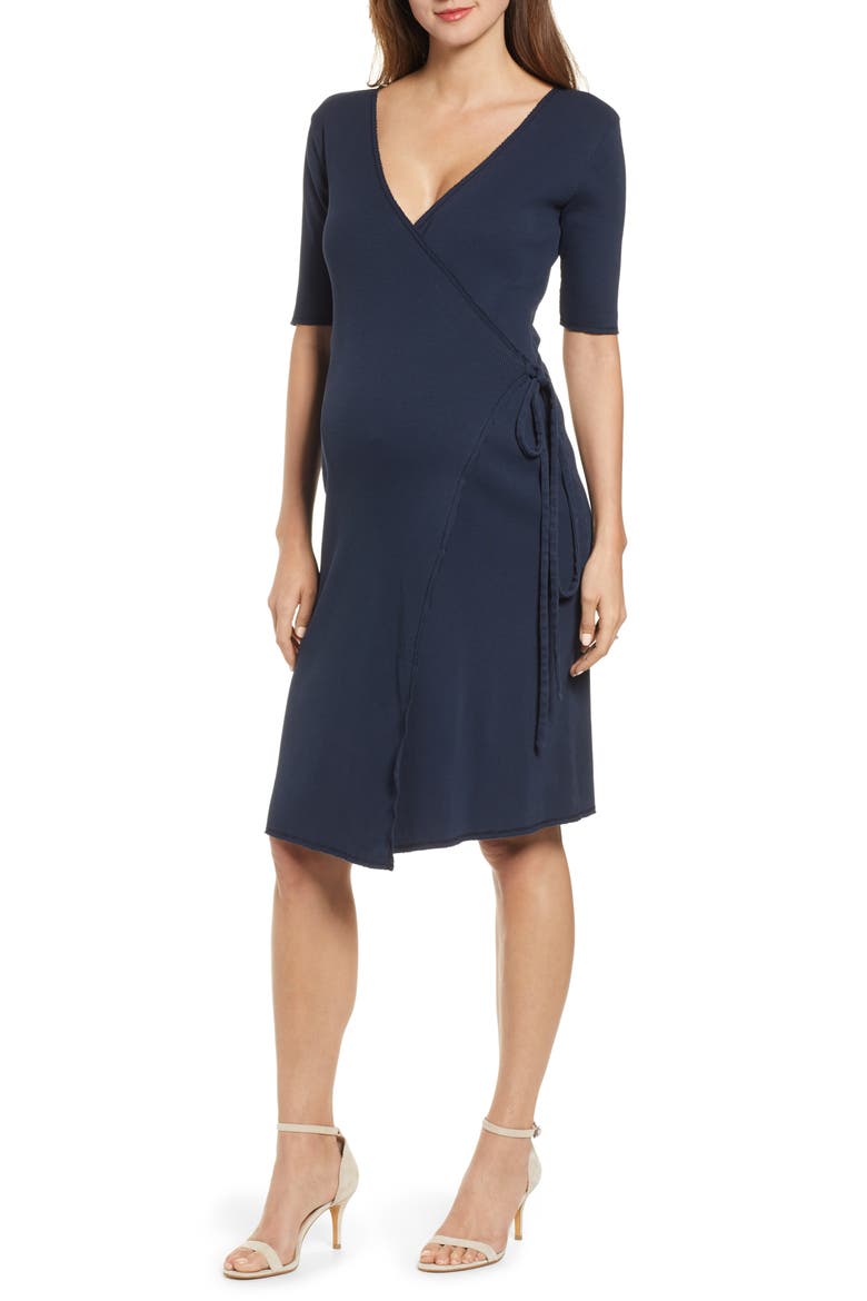 Naomi Wrap Dress, Main, color, NAVY