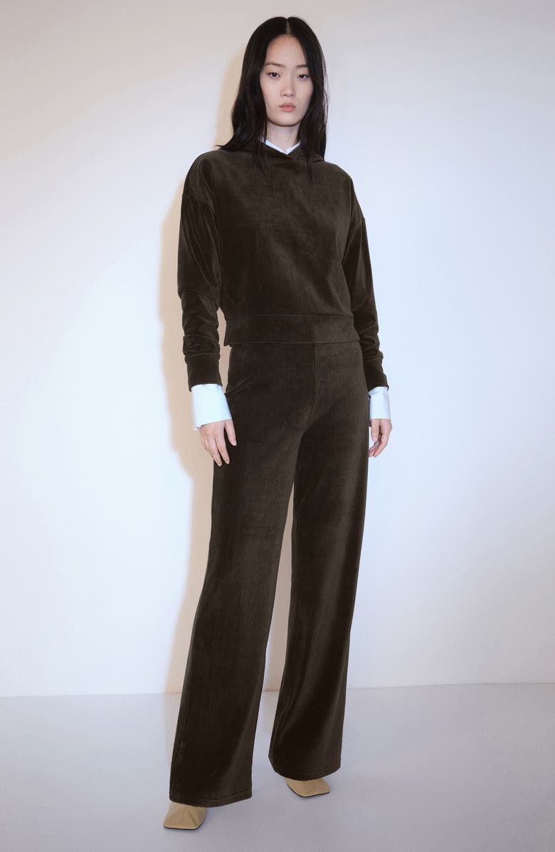 MANGO Corduroy Pullover Hoodie, Alternate, color, Khaki