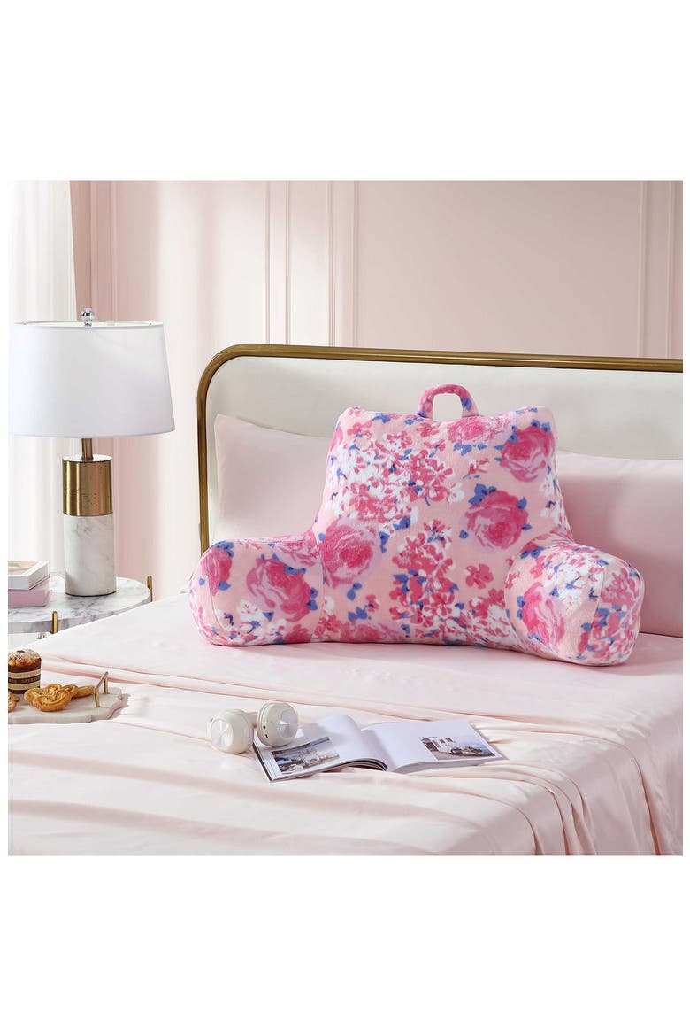 Floral Plush Back Rest Decor Pillow, Alternate, color, PINK