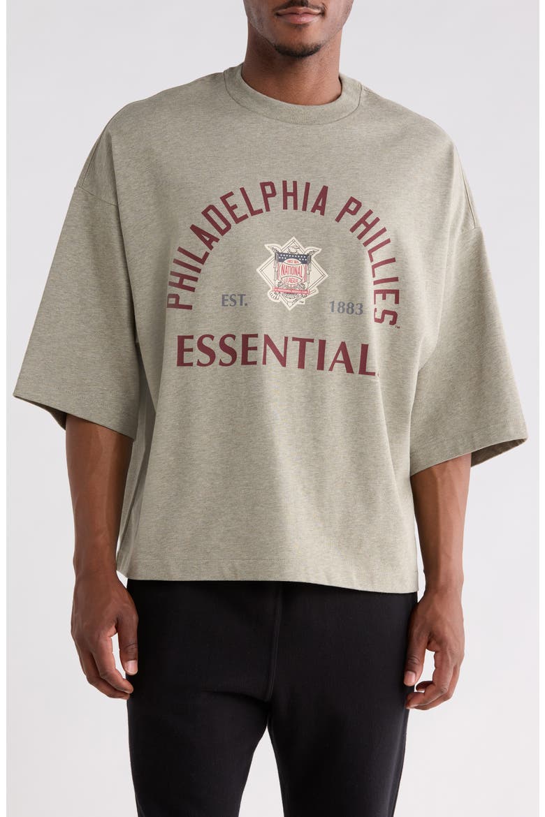 x MLB Philadelphia Philles Merch Cotton Graphic T-Shirt, Main, color, SEAL HEATHER