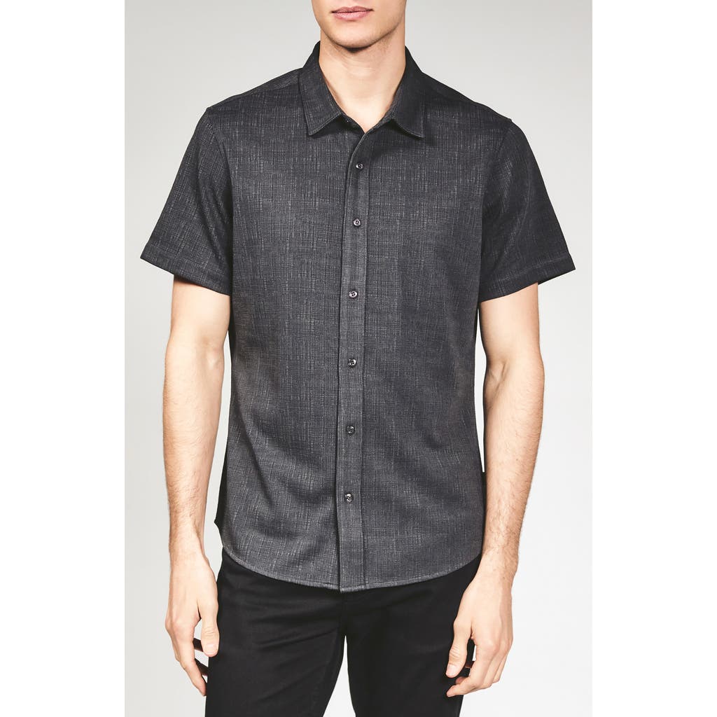 7 Diamonds Camino Short Sleeve Knit Button-up Shirt In Gray