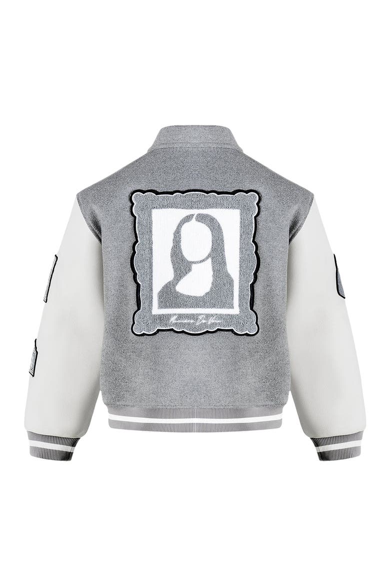 Oscar Mona Lisa Wool Blend Varsity Jacket, Alternate, color, Grey