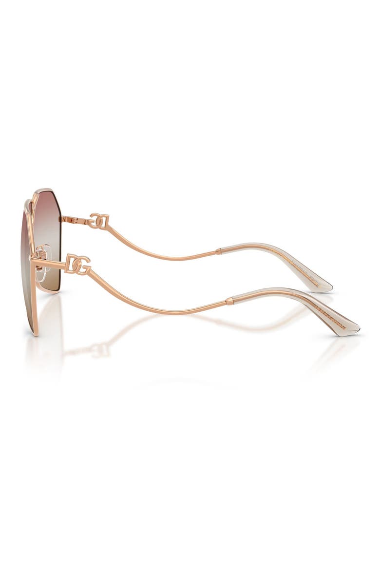 62mm Gradient Pilot Sunglasses, Alternate, color, ROSE GOLD / PINK BROWN