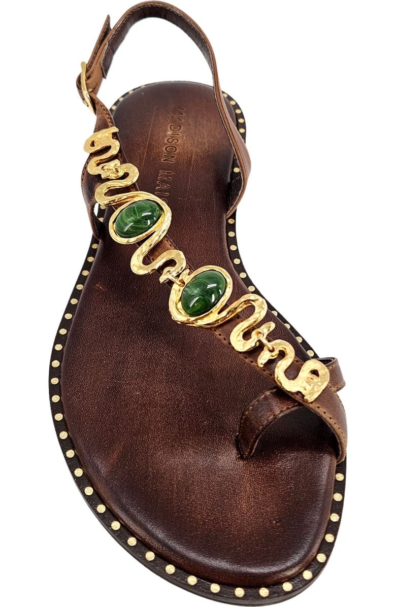 Madison Maison Leather Flat Serpent Sandal, Alternate, color, Chocolate