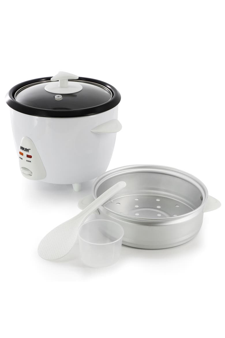 5 Cup Ceramic Bowl Rice Cooker with Steamer Attachment, Alternate, color, White