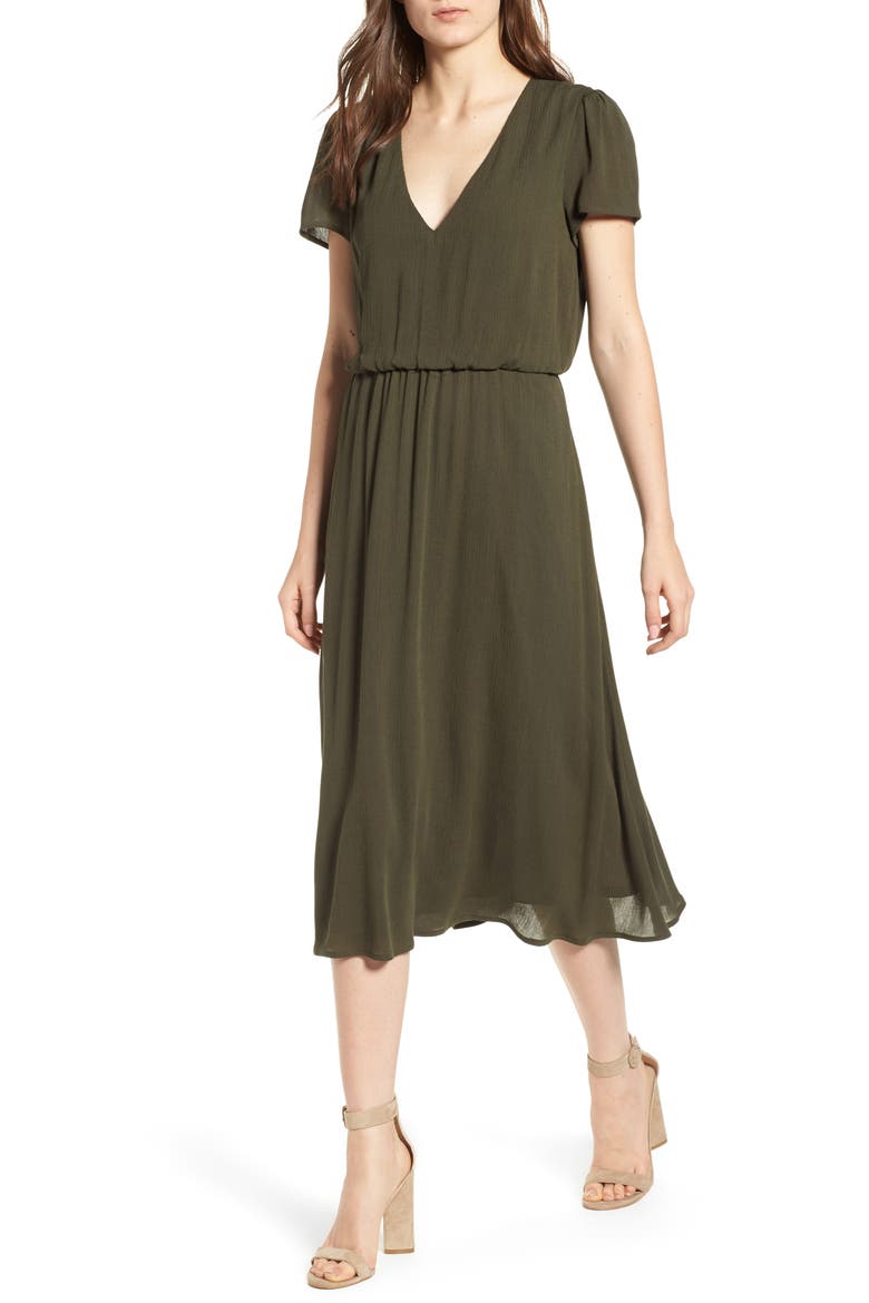Blouson Dress, Main, color, ARMY GREEN