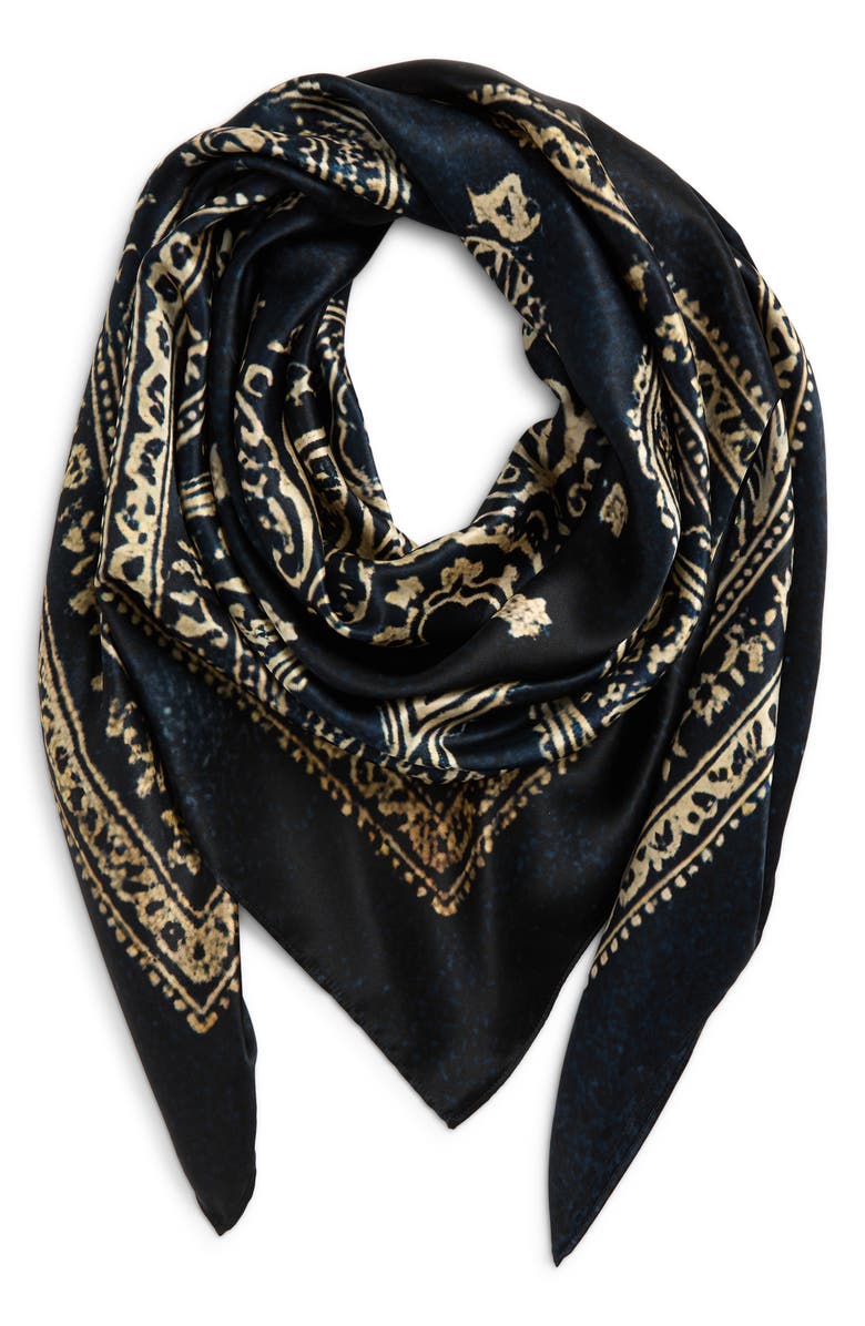 R13 Oversize Silk Bandana Scarf, Alternate, color, Blue Bandana