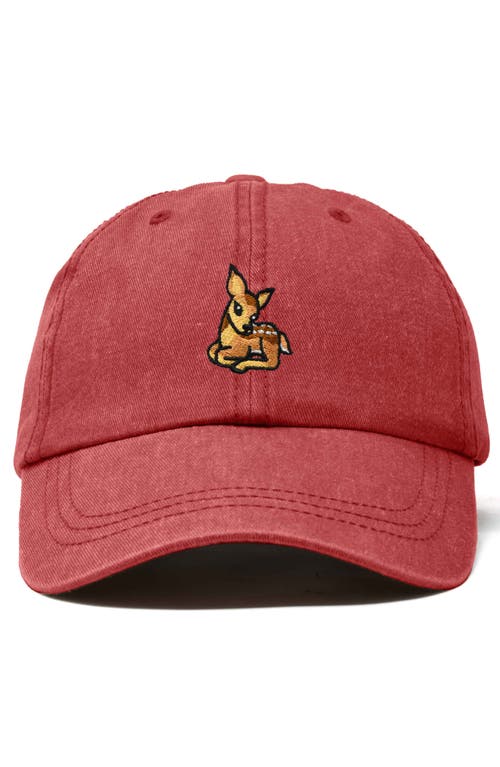 Dalix Fawn Embroidered Outdoor Cap In Washed Red