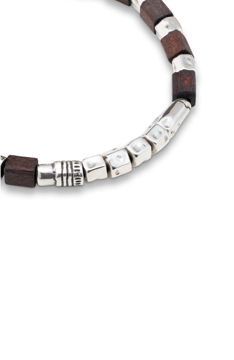 UNODE50 Mixed-Material Leather Bracelet, Alternate, color, Silver