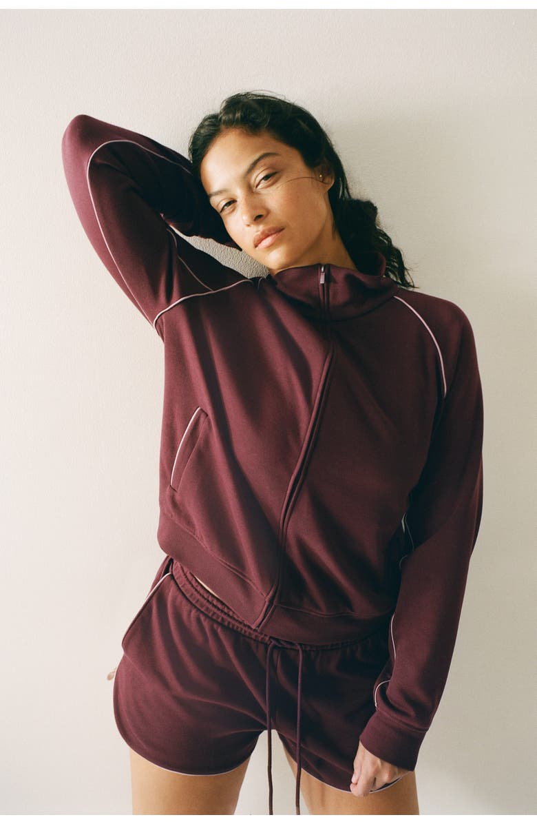 H&M Scuba Knit Track Jacket, Alternate, color, Burgundy