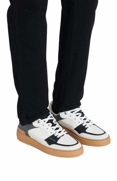 Balmain B-court Flip Leather Trainers In Gray