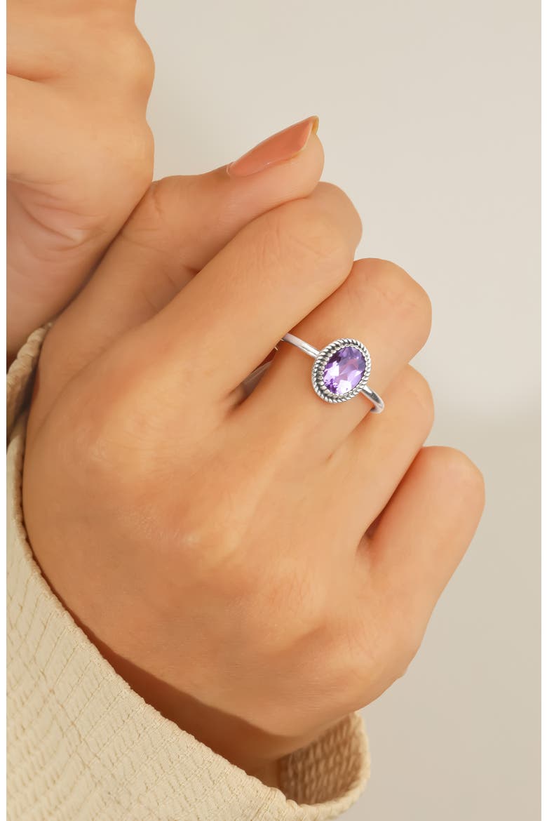 Oval Solitaire Ring, Alternate, color, PURPLE