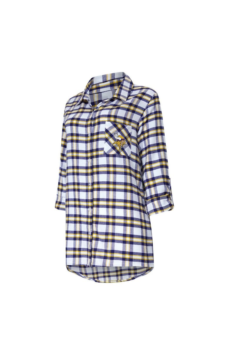 CONCEPTS SPORT Women's Concepts Sport Purple Minnesota Vikings Sienna Plaid Full-Button Long Sleeve Nightshirt, Alternate, color, Purple