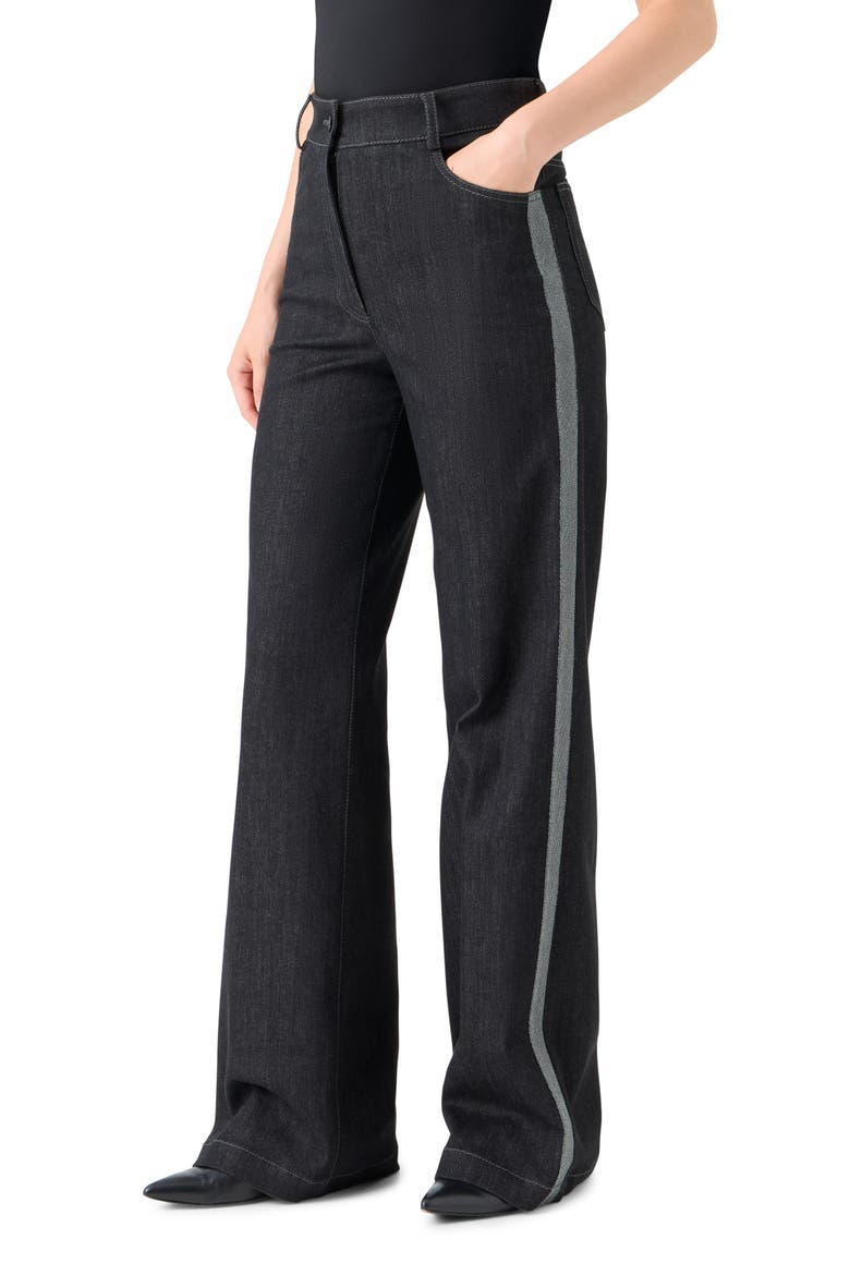 High Waist Wide Straight Leg Jeans, Alternate, color, BLACK