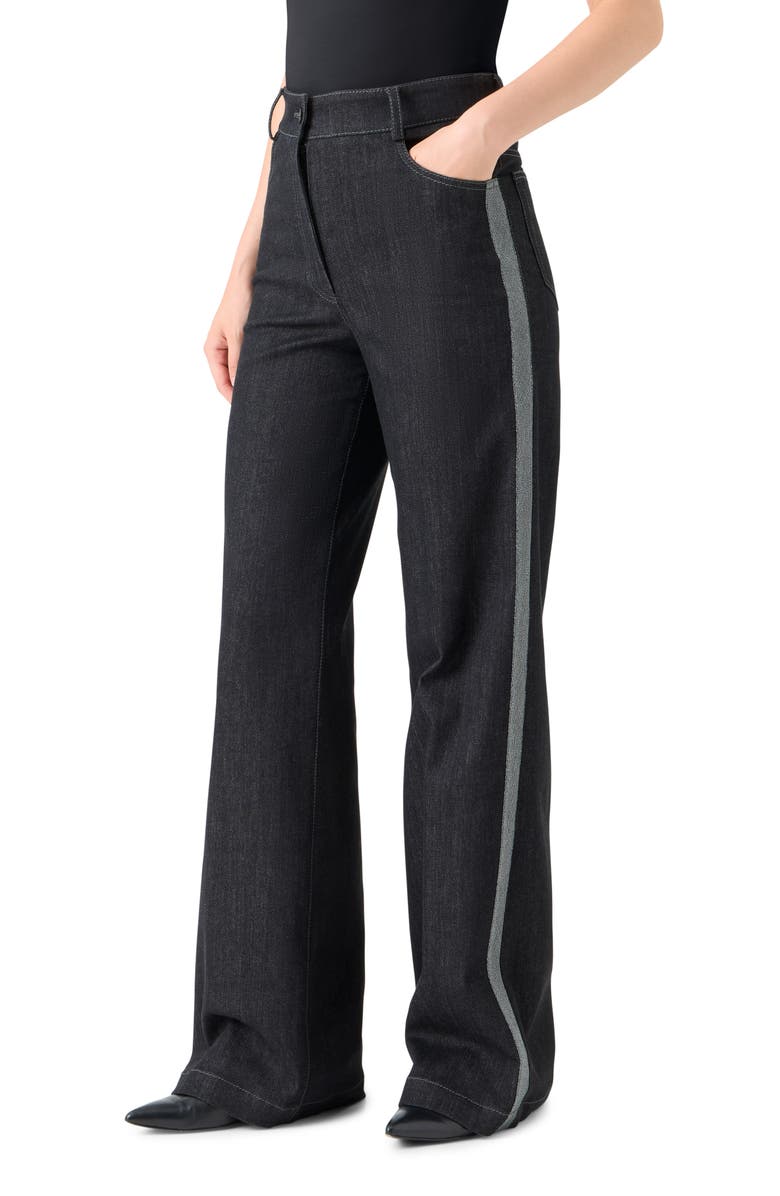 Akris punto High Waist Wide Straight Leg Jeans, Alternate, color, Black