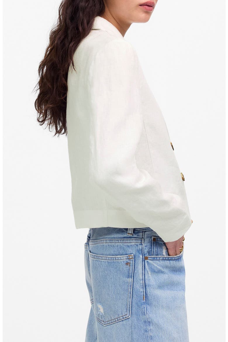 Crop Double Breasted Linen Blazer, Alternate, color, SALT