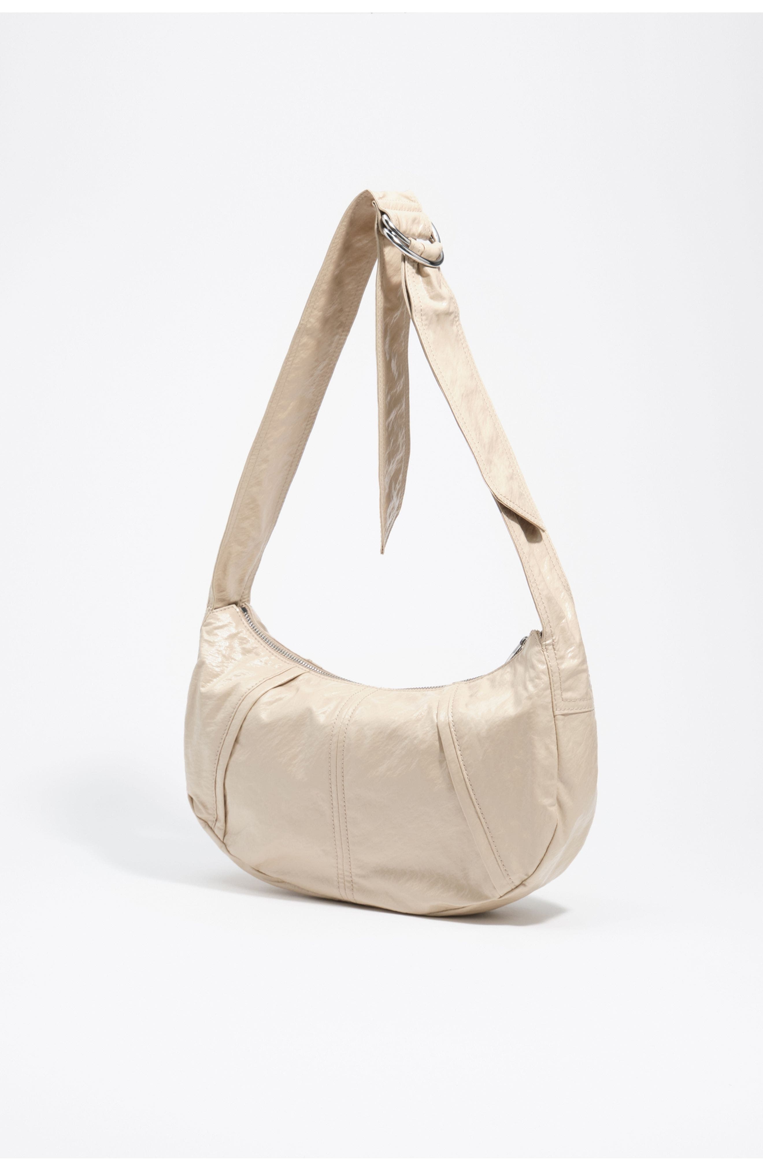 Medium Shiny Moon Bag, Alternate, color, GREIGE