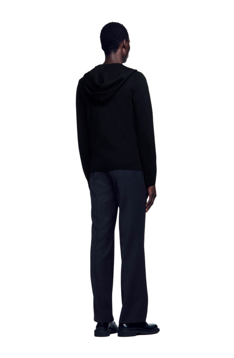 SANDRO Zipped cardigan with hood, Alternate, color, Black