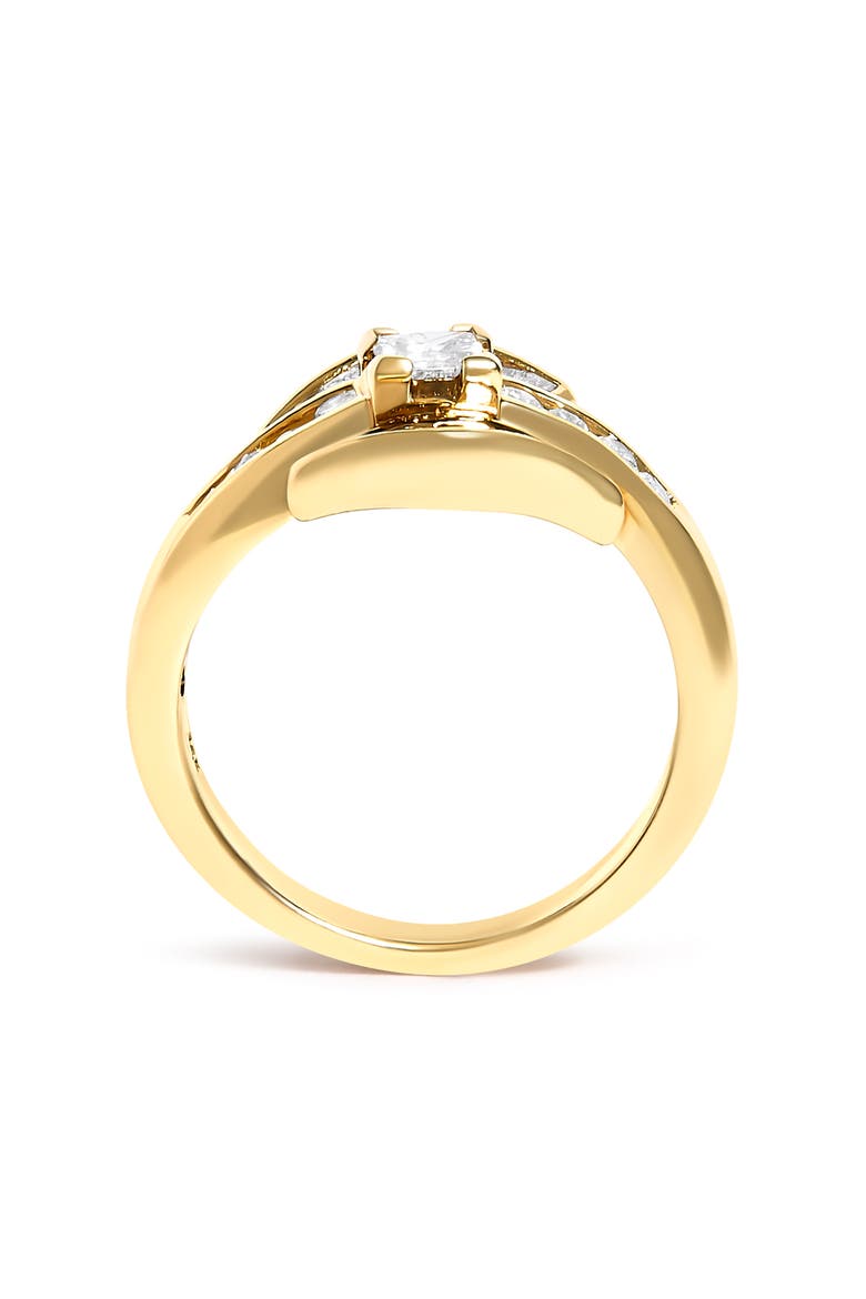 14K Yellow Gold 1.0 Cttw Princess Diamond Geometric Cocktail Ring, Alternate, color, Yellow Gold