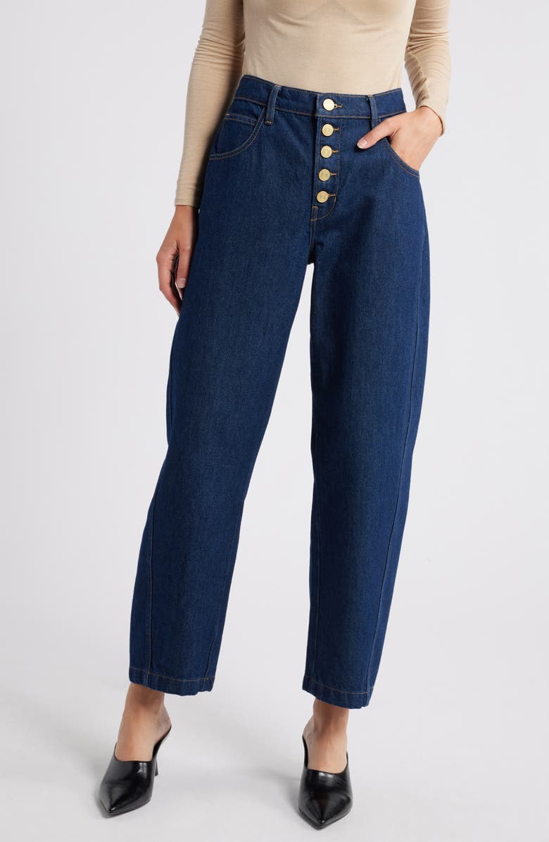 FRAME Exposed Button Fly Crop Balloon Leg Jeans, Main, color,