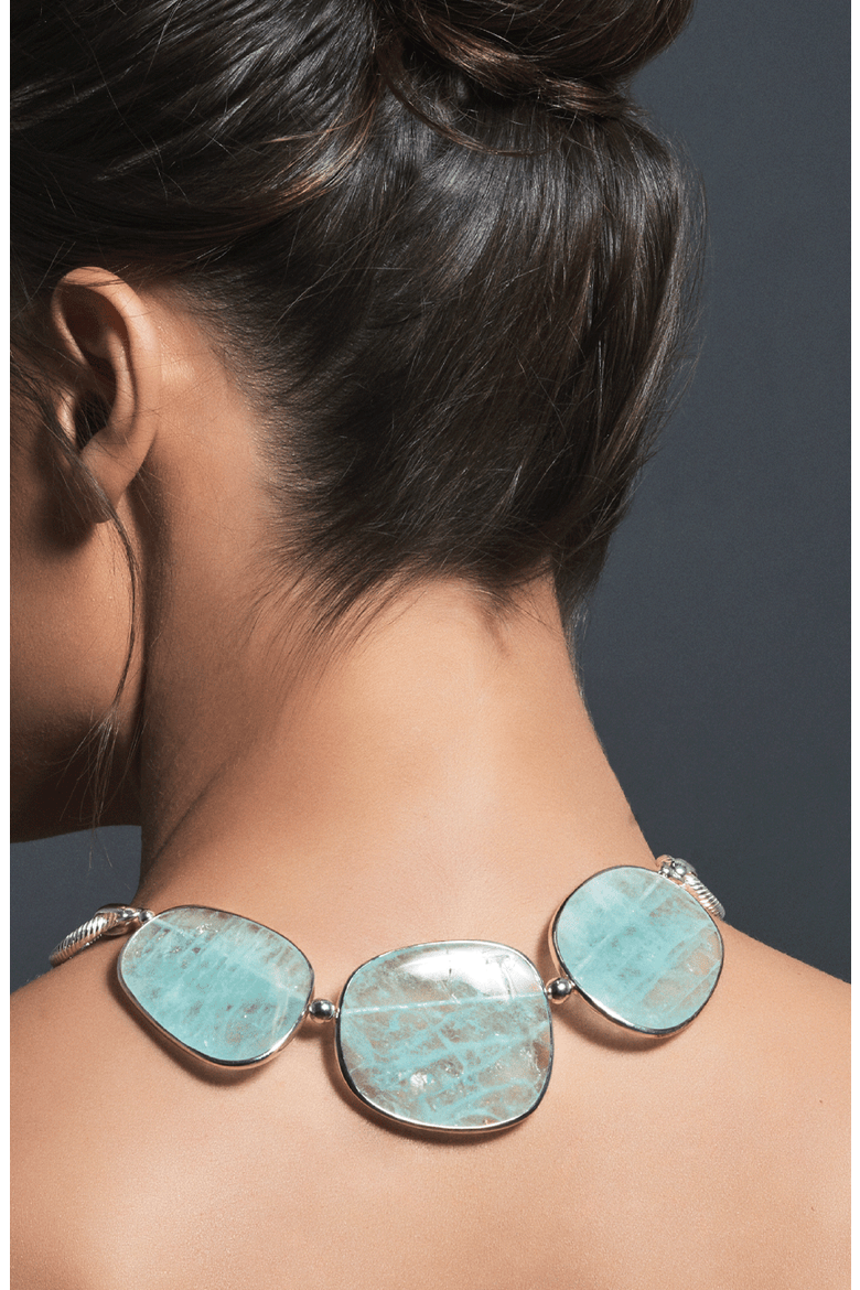 The Rising Phoenix Necklace, Alternate, color, Silver / Aquamarine