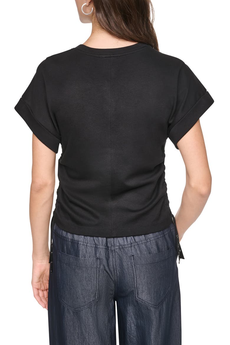 Side Ruched T-Shirt, Alternate, color, DARK INDIGO WASH