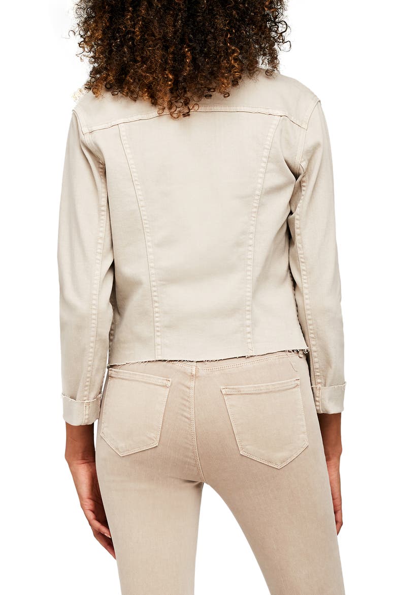 Janelle Raw Cut Slim Denim Jacket, Alternate, color, BISCUIT