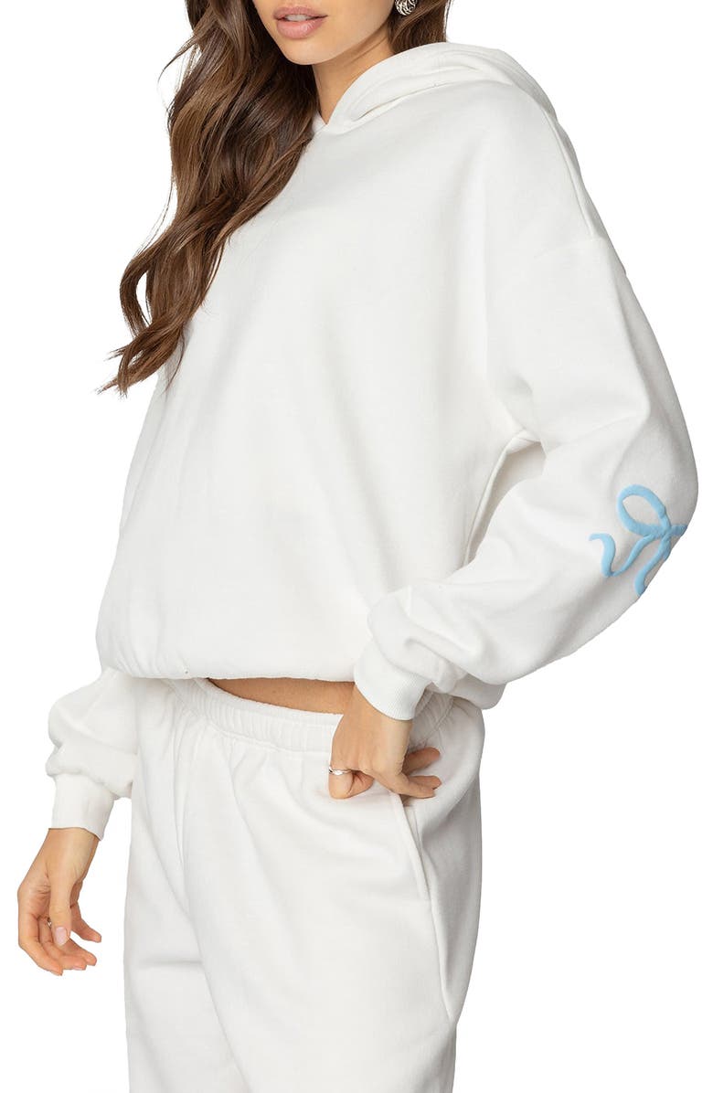 EDIKTED Bonney Bow Oversize Hoodie, Alternate, color, Cream