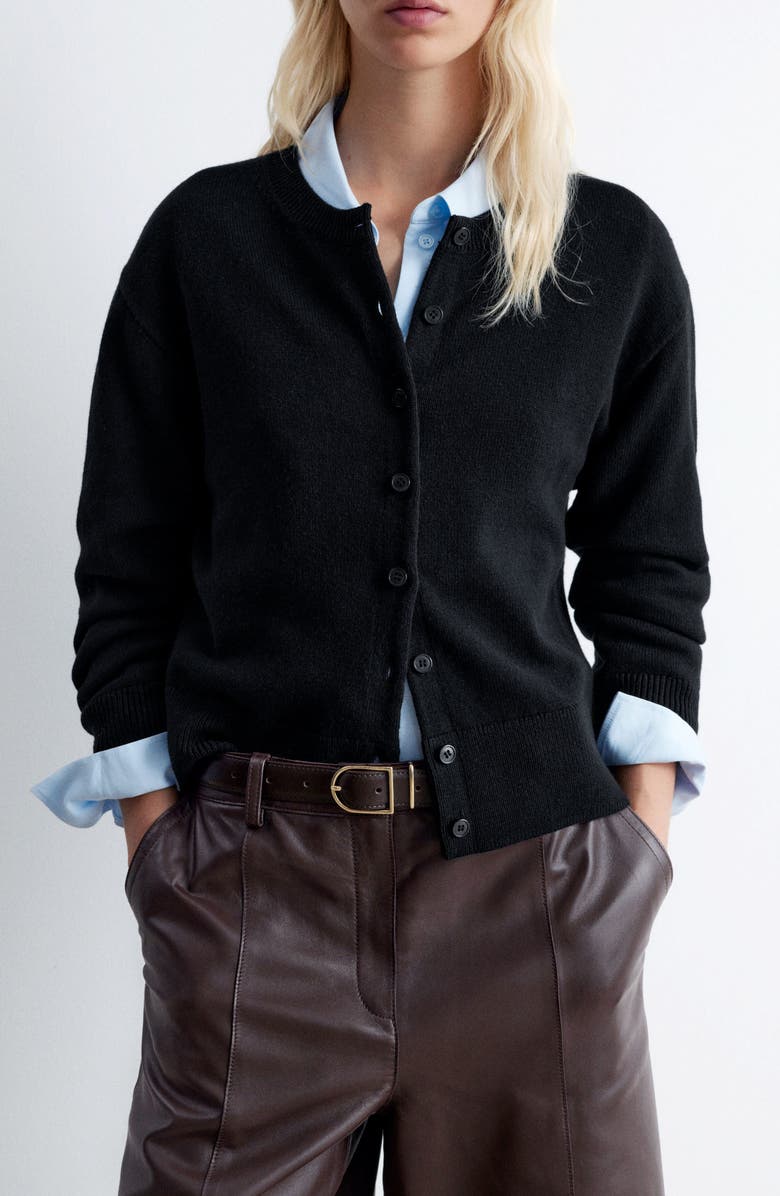 & Other Stories Wool & Cotton Cardigan, Main, color, Black