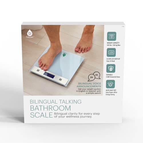 Pursonic Bilingual Talking Bathroom Scale Precision Meets Convenience In White