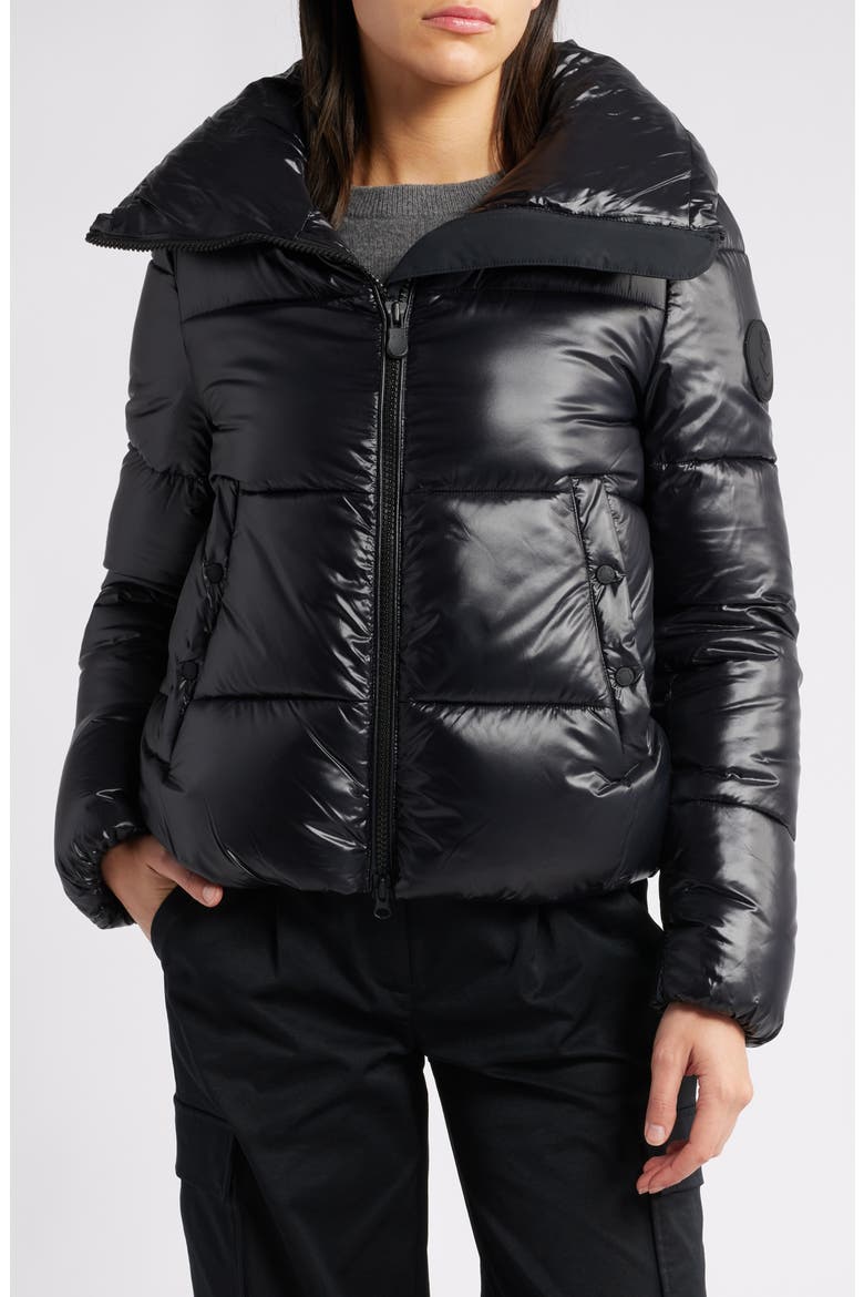 Isla Water Repellent Puffer Coat, Main, color, BLACK
